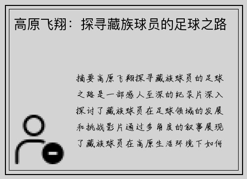 高原飞翔：探寻藏族球员的足球之路